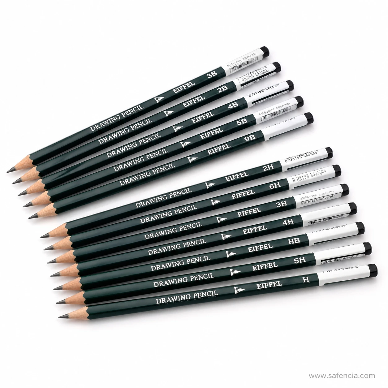 Close-up of Eiffel drawing pencil barrel showing foil stamped grade number