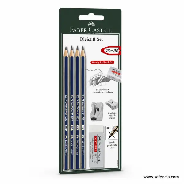 Faber-Castell Goldfaber 1222 HB Pencil Set with Eraser and Sharpener