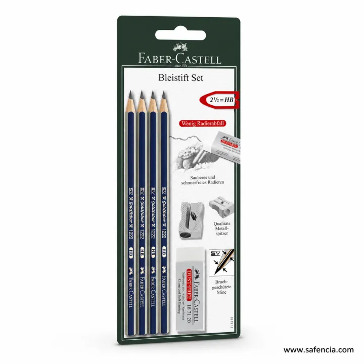 Faber-Castell Goldfaber 1222 HB Pencil Set with Eraser and Sharpener product photo 4 - buy in Pakistan from Safencia