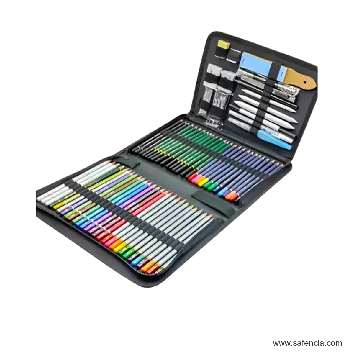 Keep Smiling 75 Pieces Professional Drawing and Sketching Set keep smiling 75 piece sketch kit open case shown clearly on a clean white Safencia product canvas