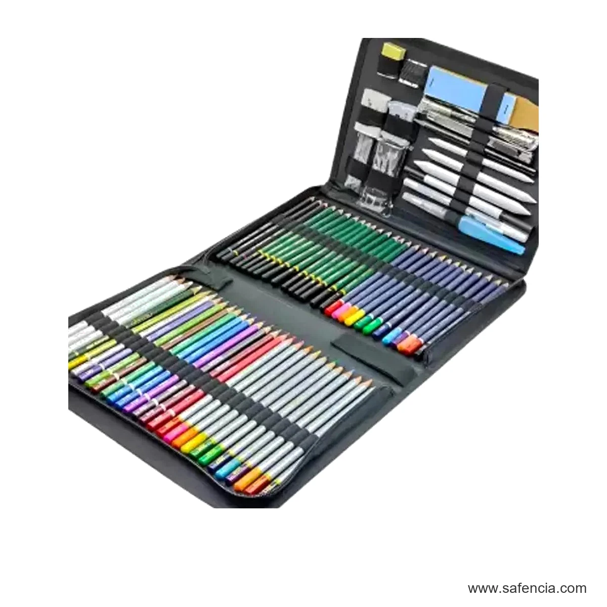 Keep Smiling 75 Pieces Professional Drawing and Sketching Set keep smiling 75 piece sketching tools close view shown clearly on a clean white Safencia product canvas