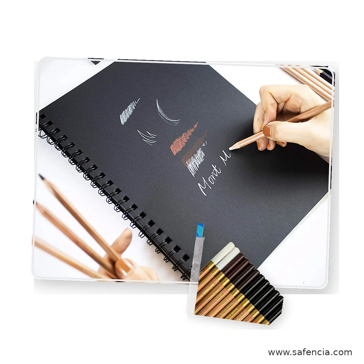 Mont Marte Signature Coloured Charcoal Pencils Pack of 12 mont marte coloured charcoal dark paper use shown clearly on a clean white Safencia product canvas