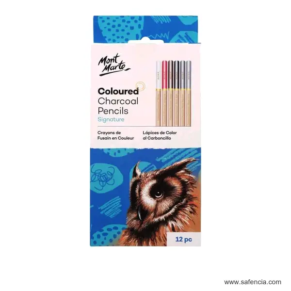 Mont Marte Signature Coloured Charcoal Pencils Pack of 12