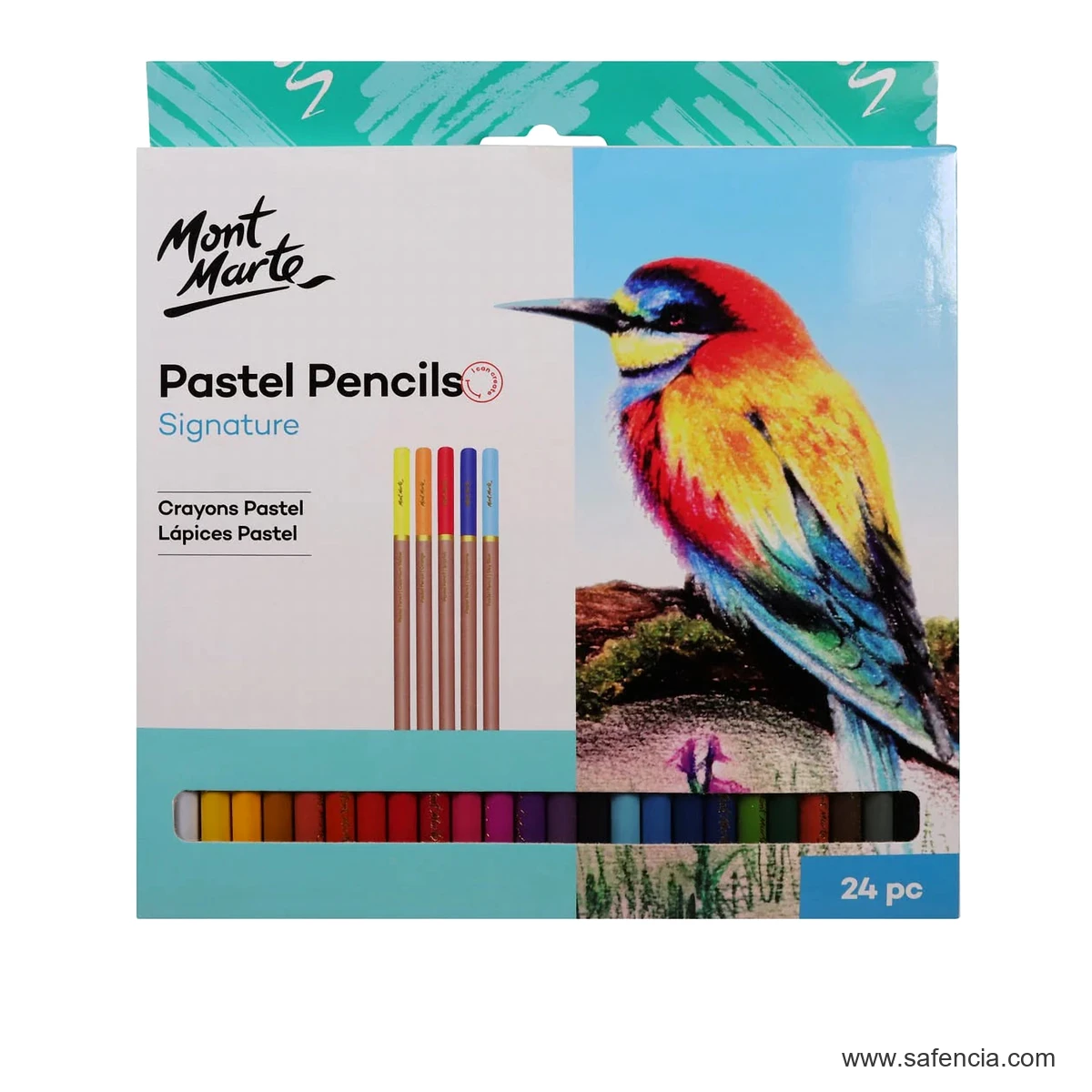 Mont Marte Signature Pastel Pencils mont marte signature pastel pencils pack of 24 shown clearly on a clean white Safencia product canvas