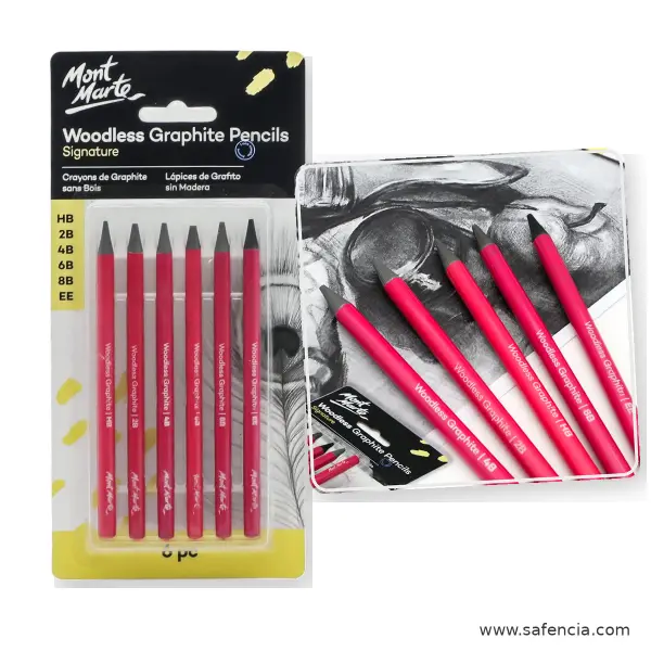 Mont Marte Signature Woodless Graphite Pencils 6pc