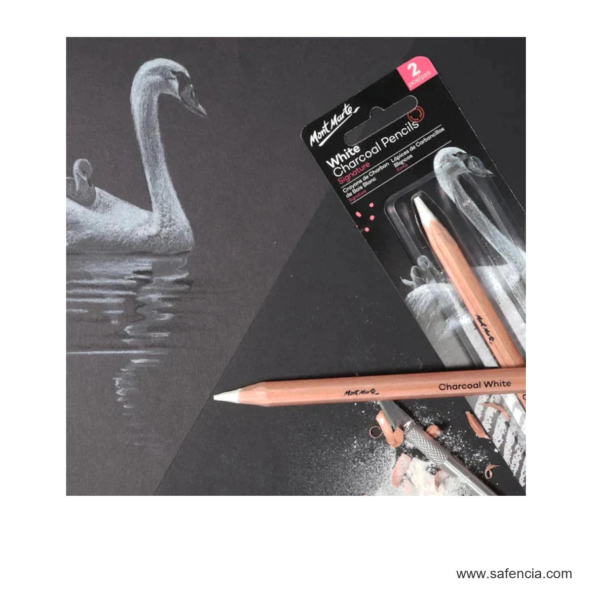 Close view of white charcoal strokes worked over a dark drawing, showing how the highlight sits on top of the tone