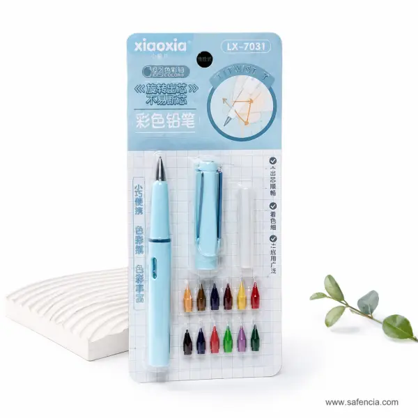 Colour Pencil Pen Shape 12 Colours (1 Pack)