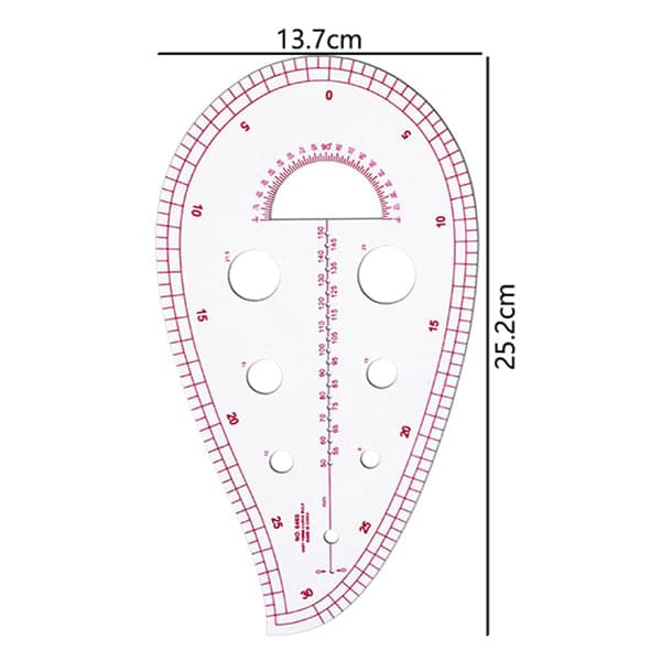 Textile Curve Scale 6460 dimension guide showing 25.2 cm length and 13.7 cm width