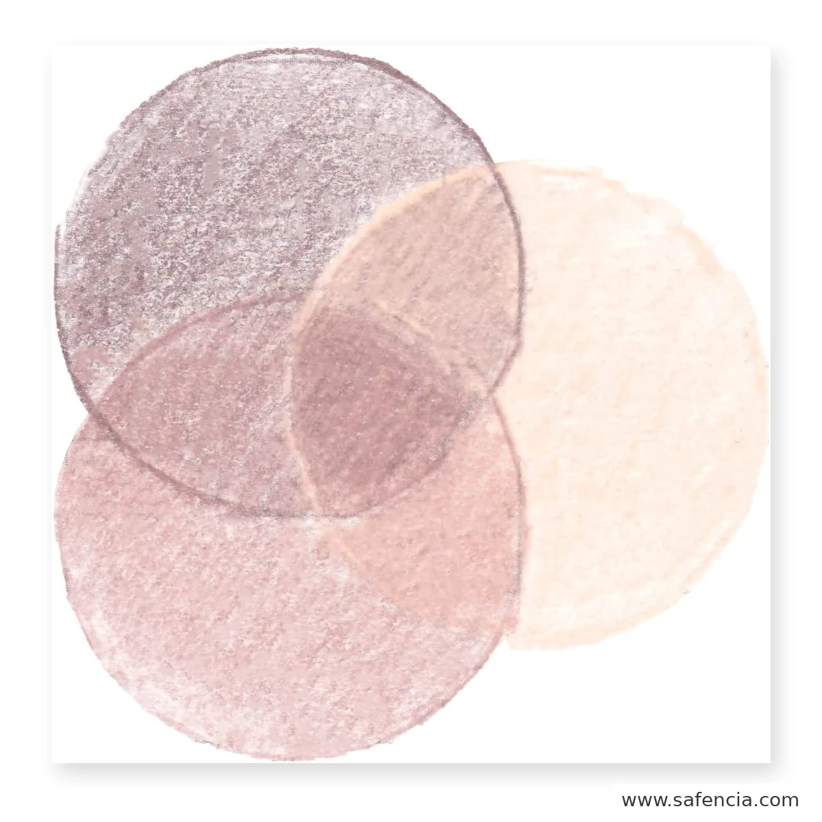 Three overlapping Faber-Castell bicolour colour pencils skin tone swatches showing how the shades blend where they cross