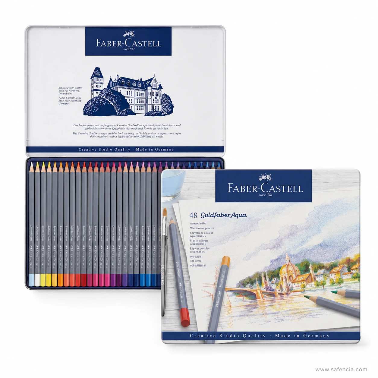 Faber-Castell Goldfaber Aqua watercolour pencil tin cover with botanical art