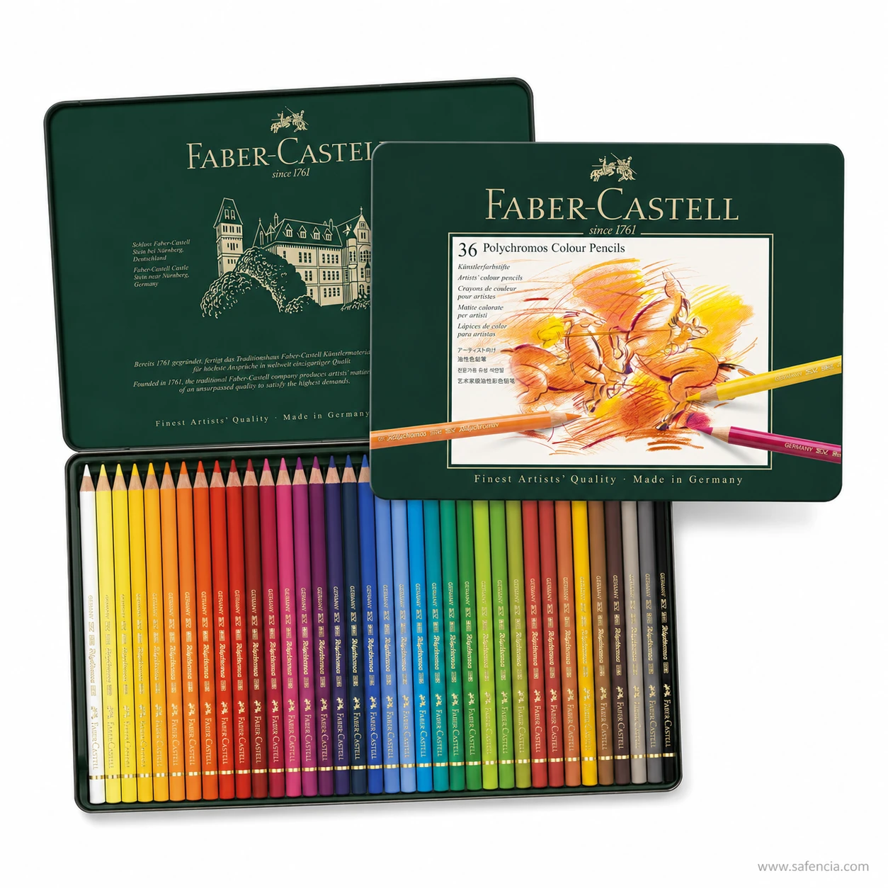 Faber-Castell Polychromos artists colour pencils 36 piece studio metal tin