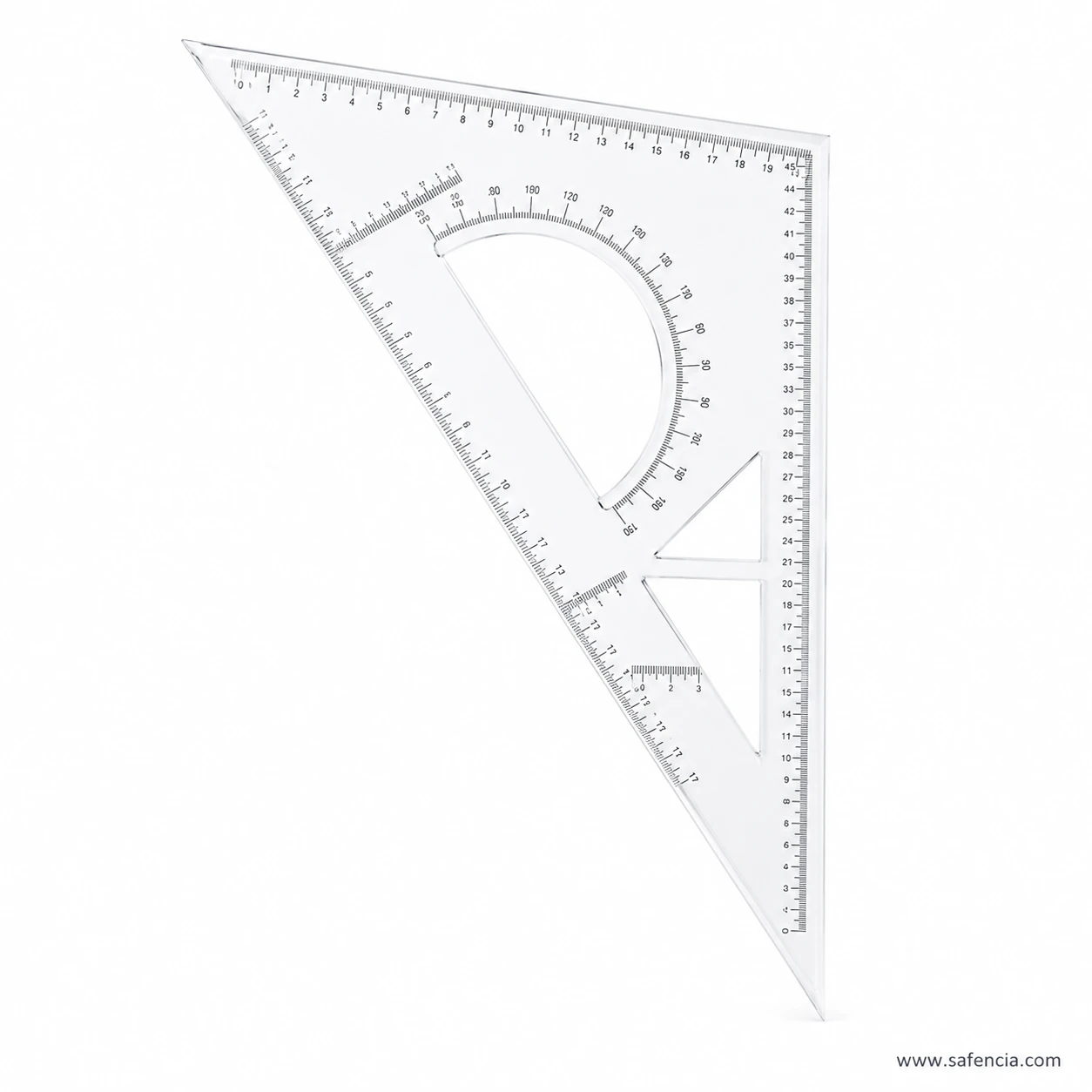 Clear triangular 45cm drafting set square No.3345 photographed on a clean white background