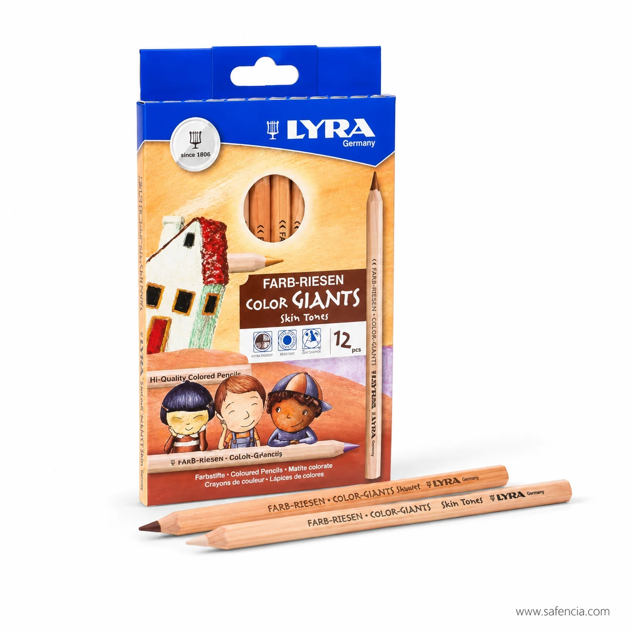Lyra Color Giants Skin Tones box artwork of three children of different complexions beside two thick wood barrels