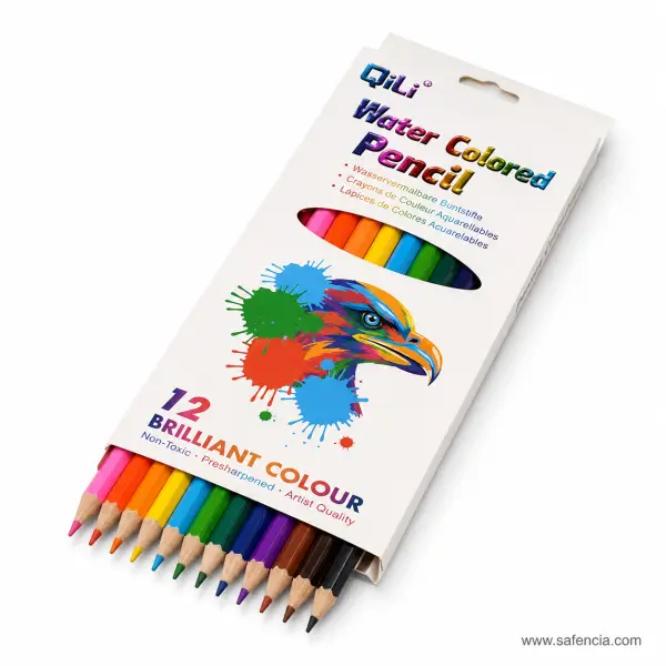 QiLi Water Coloured Pencils, 12 Brilliant Colours