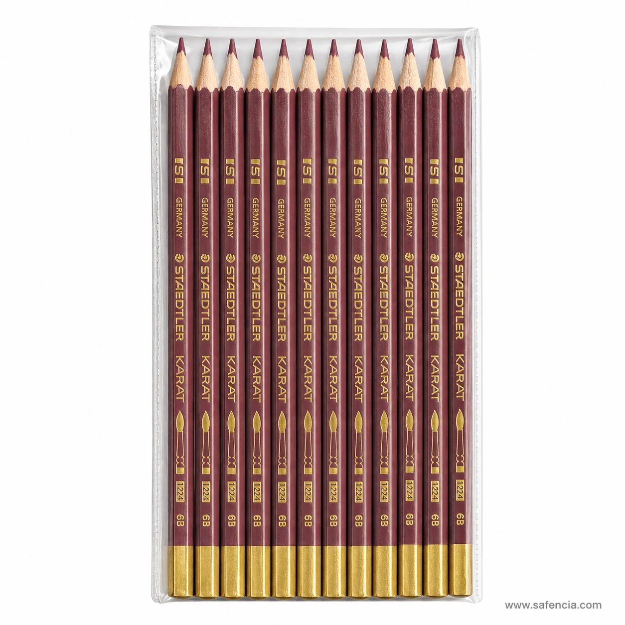 Full length view of Karat 124 maroon medical marking pencil with sealed tip cap