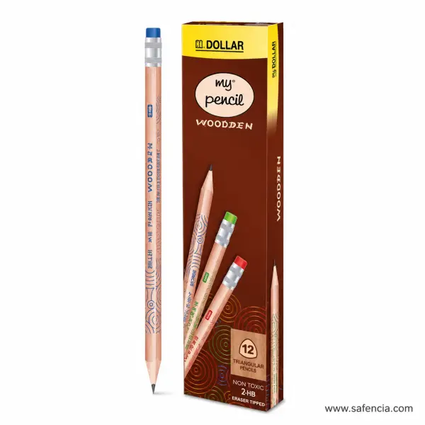 Dollar My Pencil Woodden Triangular 2-HB, Pack of 12