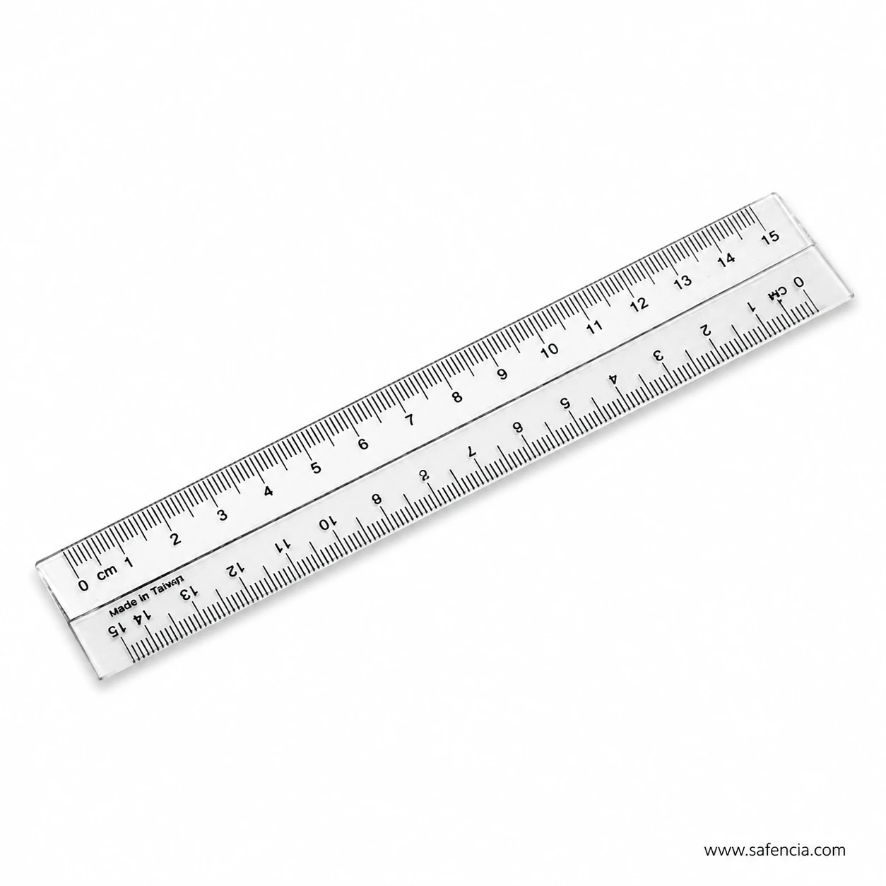 Clear 400star 30cm school ruler photographed diagonally against a plain white background