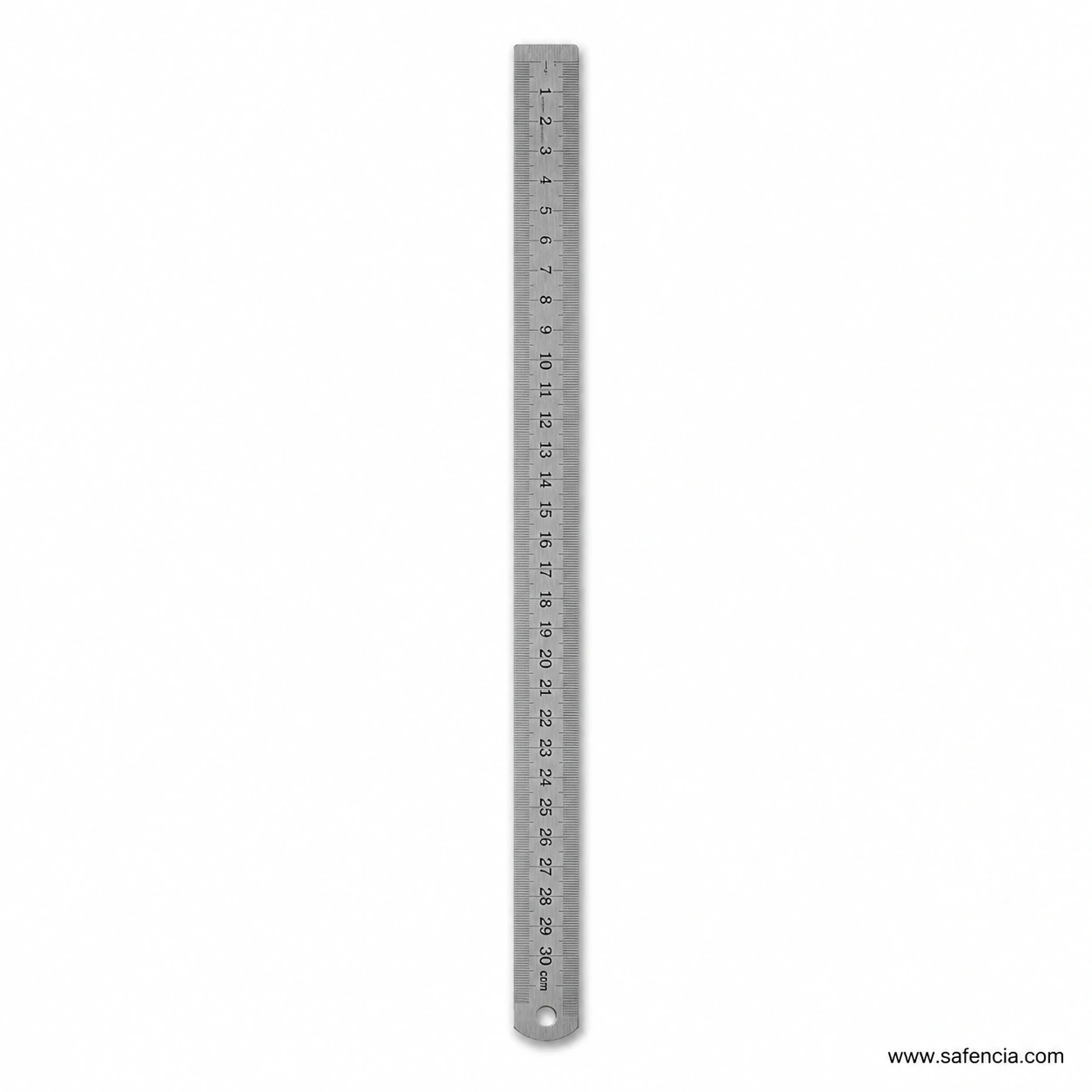 Silver colour 40 inch steel ruler with brushed metal appearance and graduated measuring edge