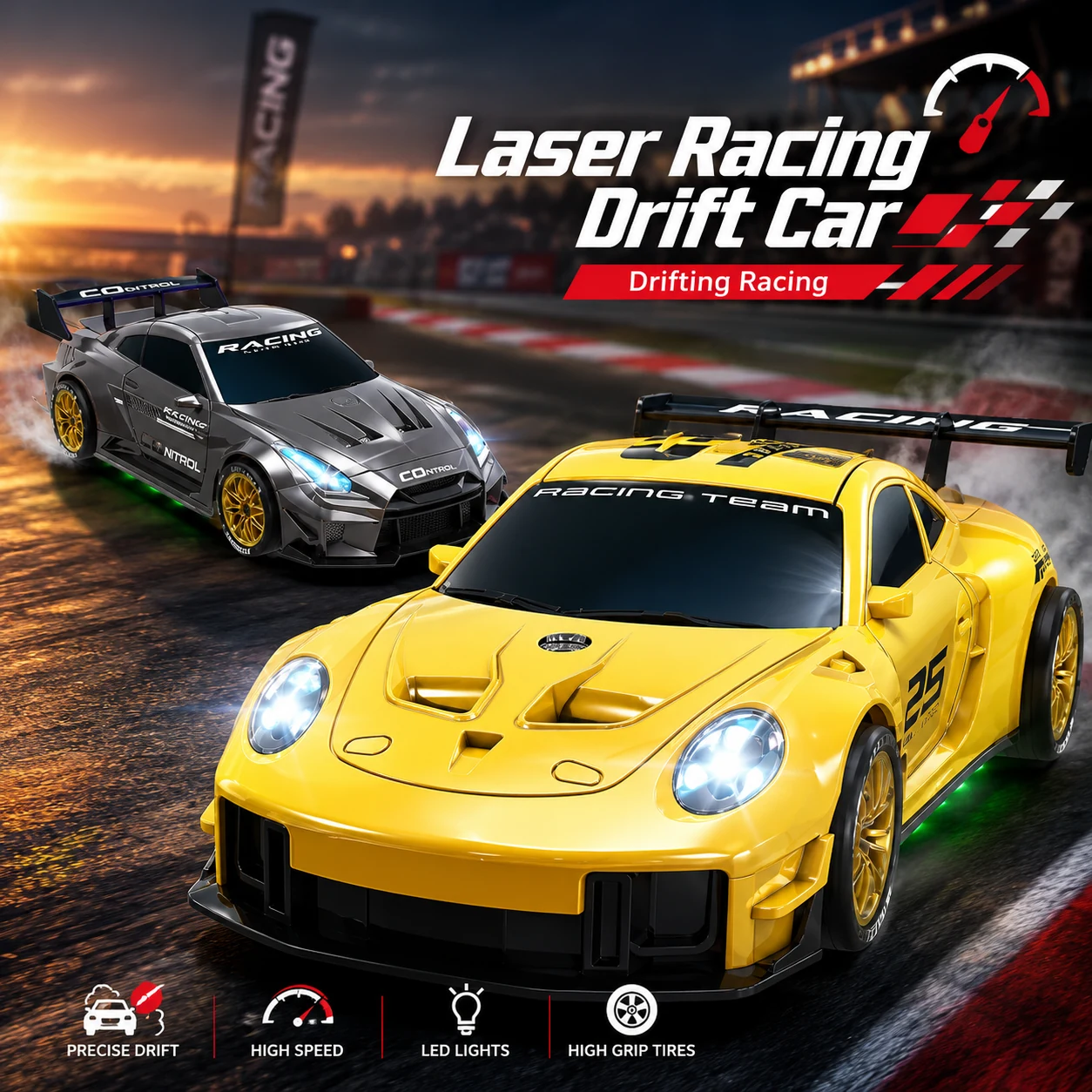 Laser racing drift car poster for 2.4GHz RC Porsche Drift Racing Car 6516CH