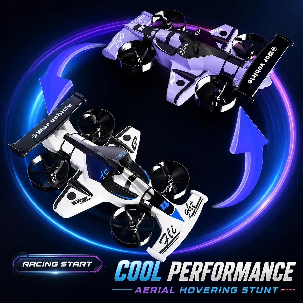 2-in-1 RC drift car flying drone action image