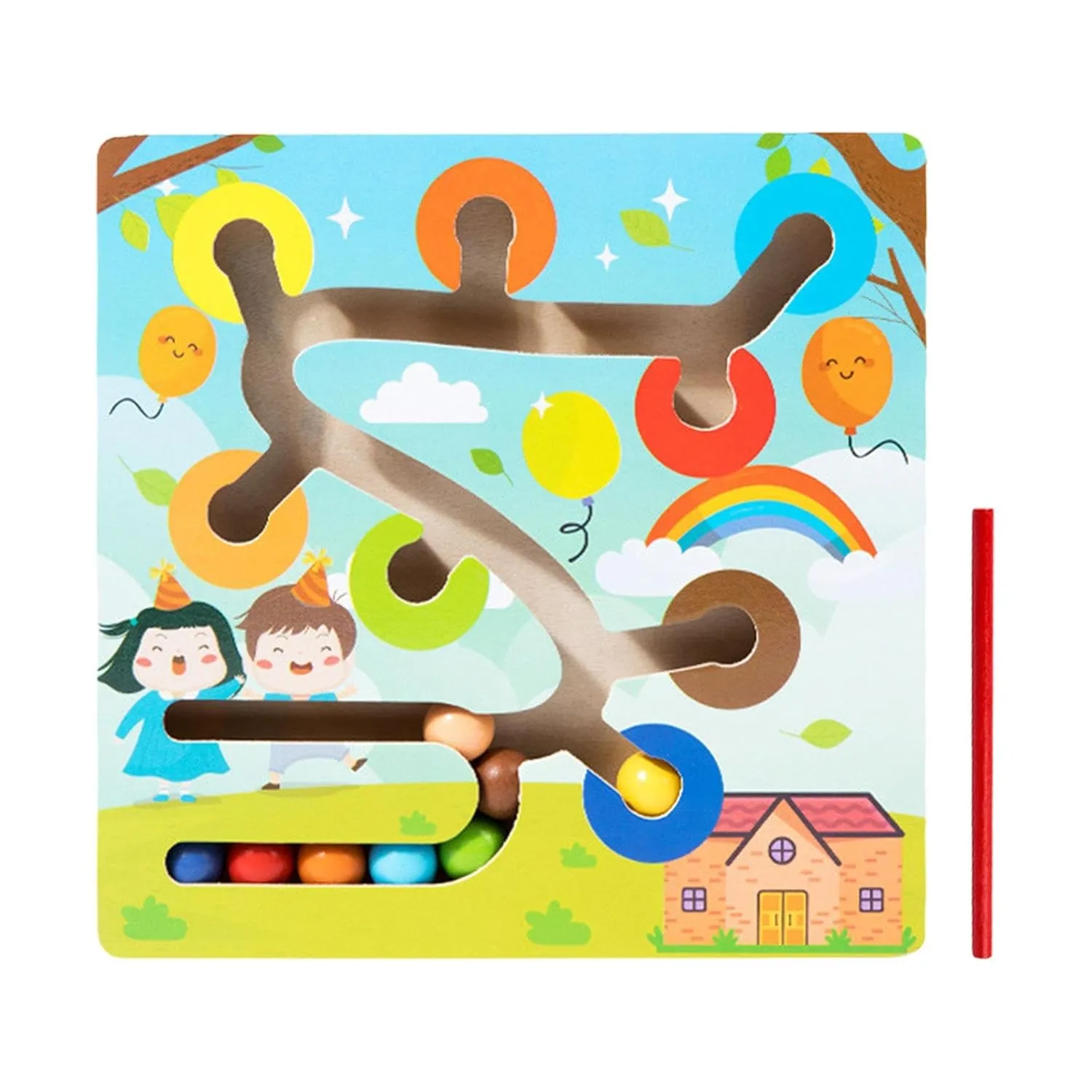 2 in 1 Wooden Maze & Puzzle Game
