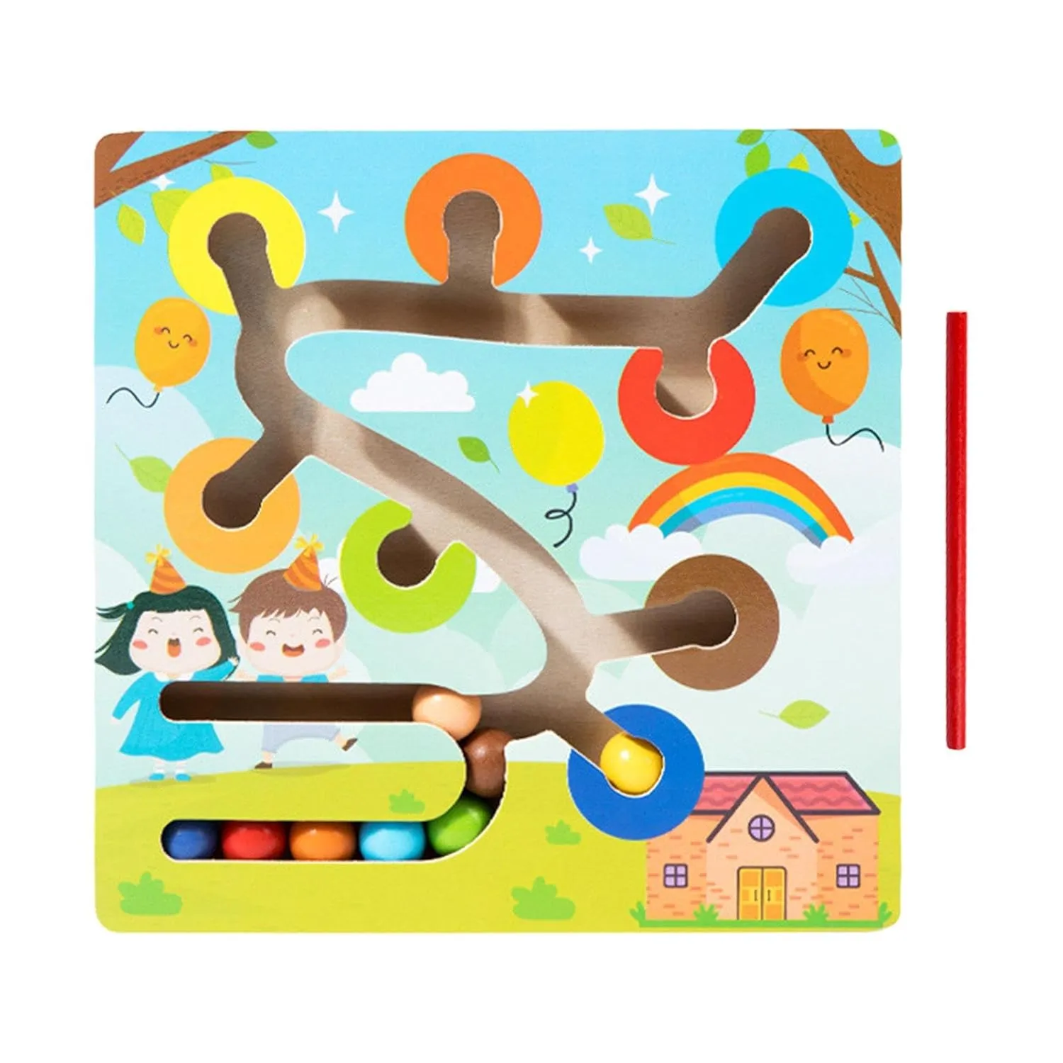 2-in-1 Wooden Maze and Puzzle Game