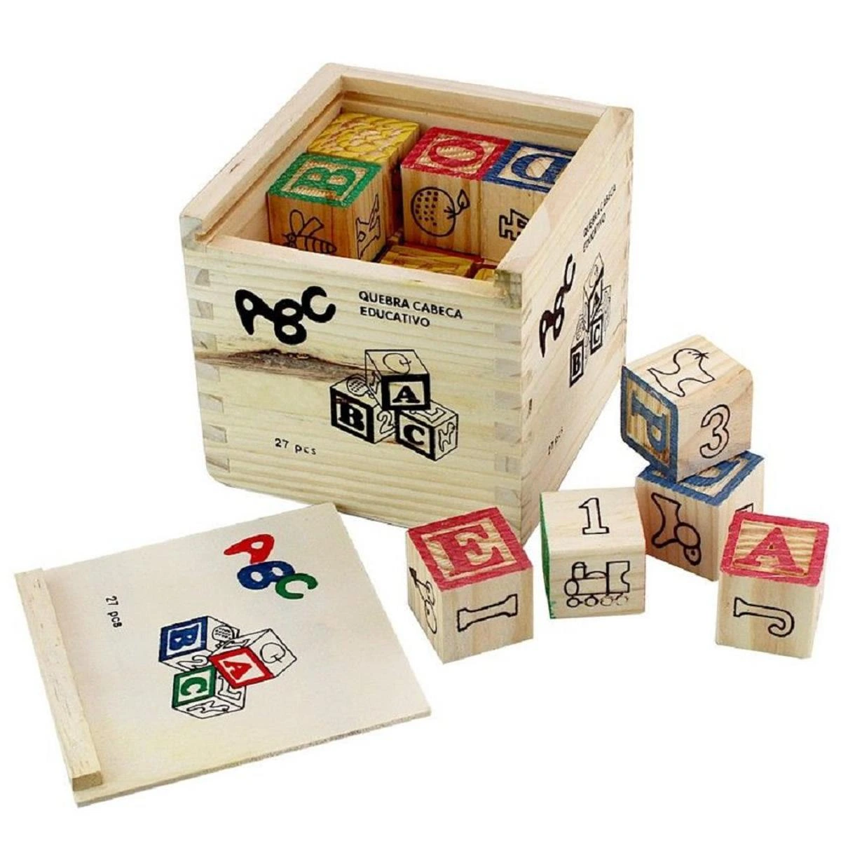 27 PCS Wooden ABC & 123 Blocks Set