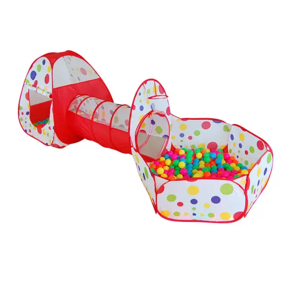 3 in 1 Kids Play Tent House with Crawl Tunnel and Ball Pit