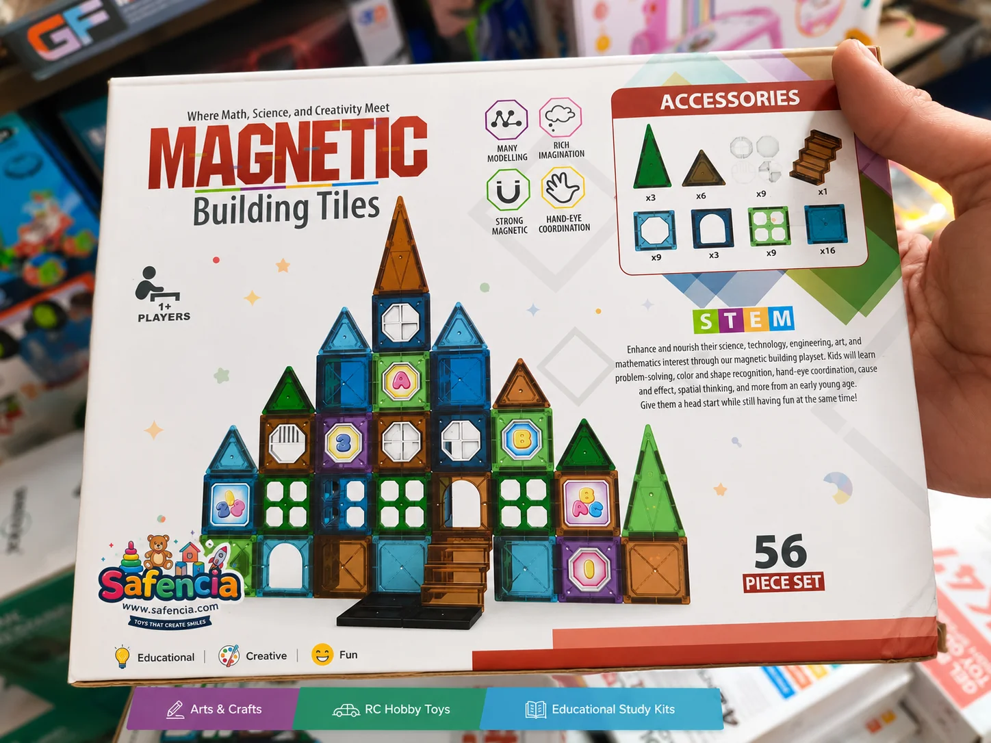 Magnetic building tiles 56 pcs accessories breakdown