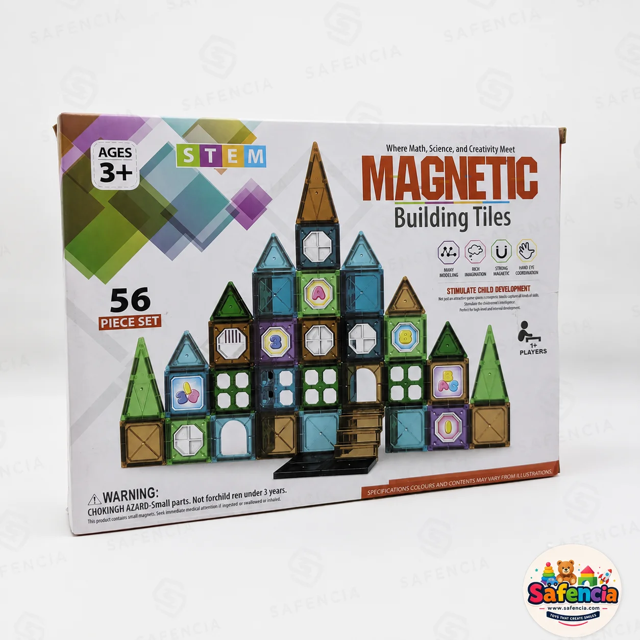 Magnetic building tiles STEM set for kids castle