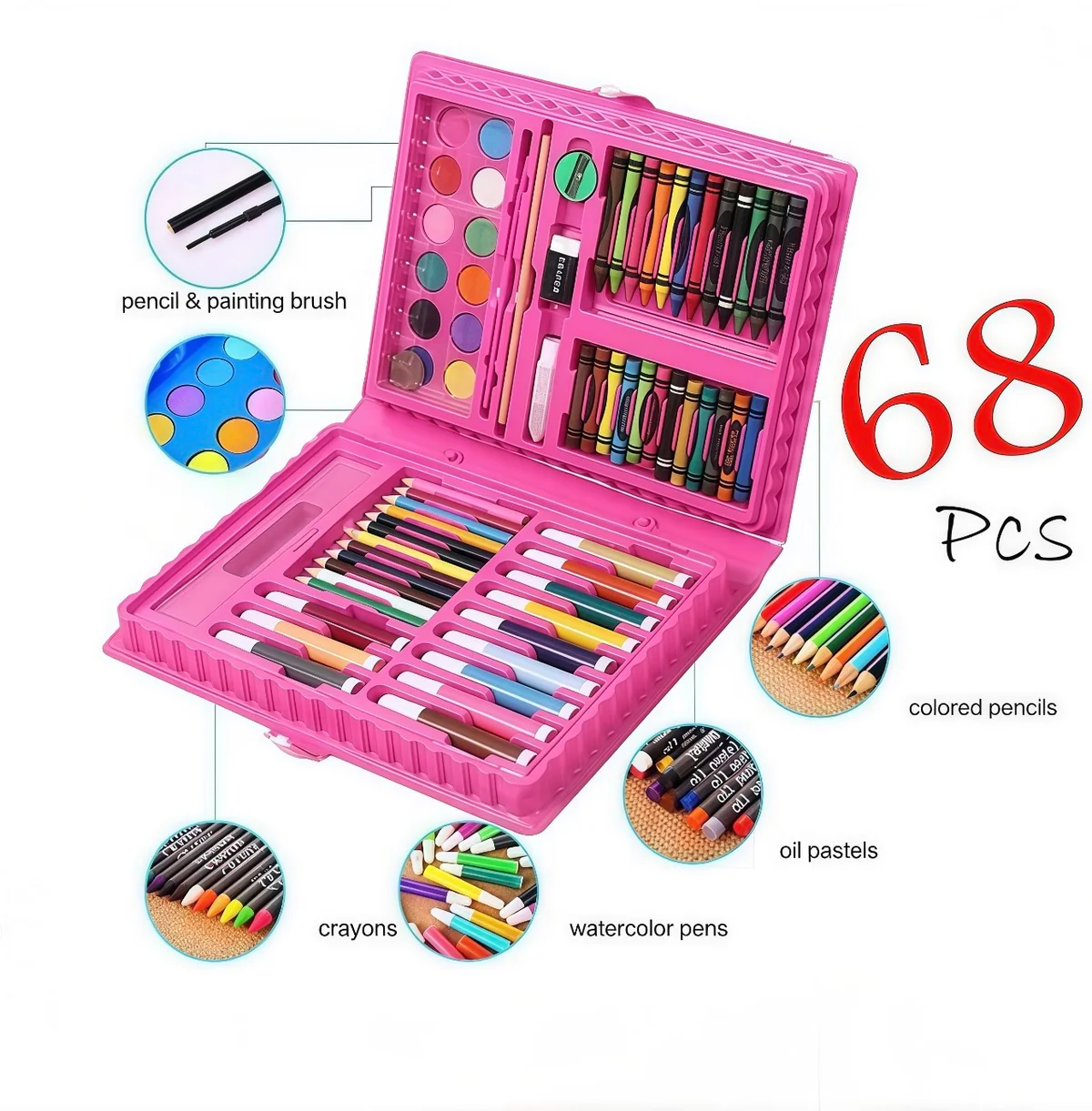 68 Piece Art and Coloring Kit