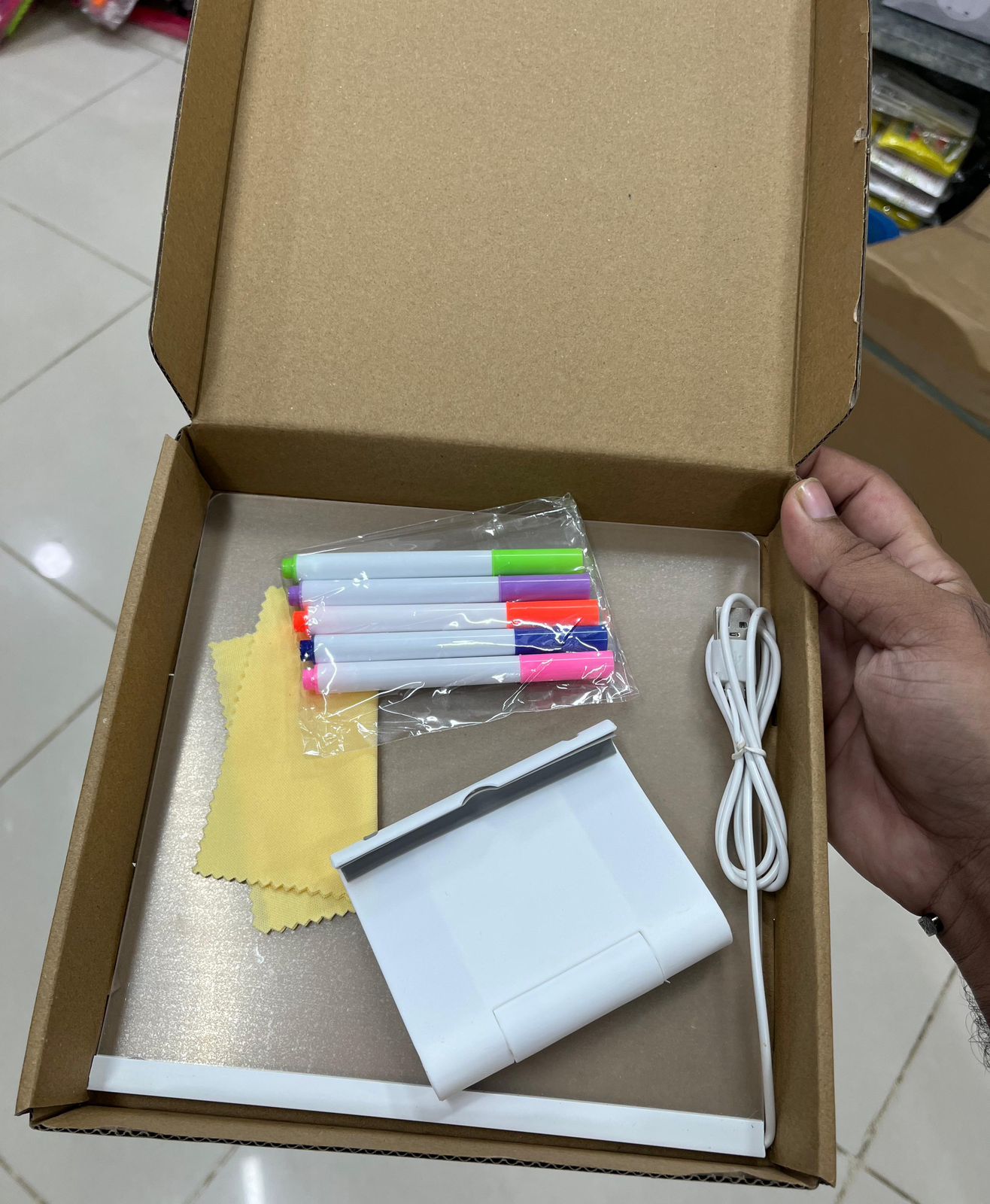 Acrylic LED Board box and product contents view