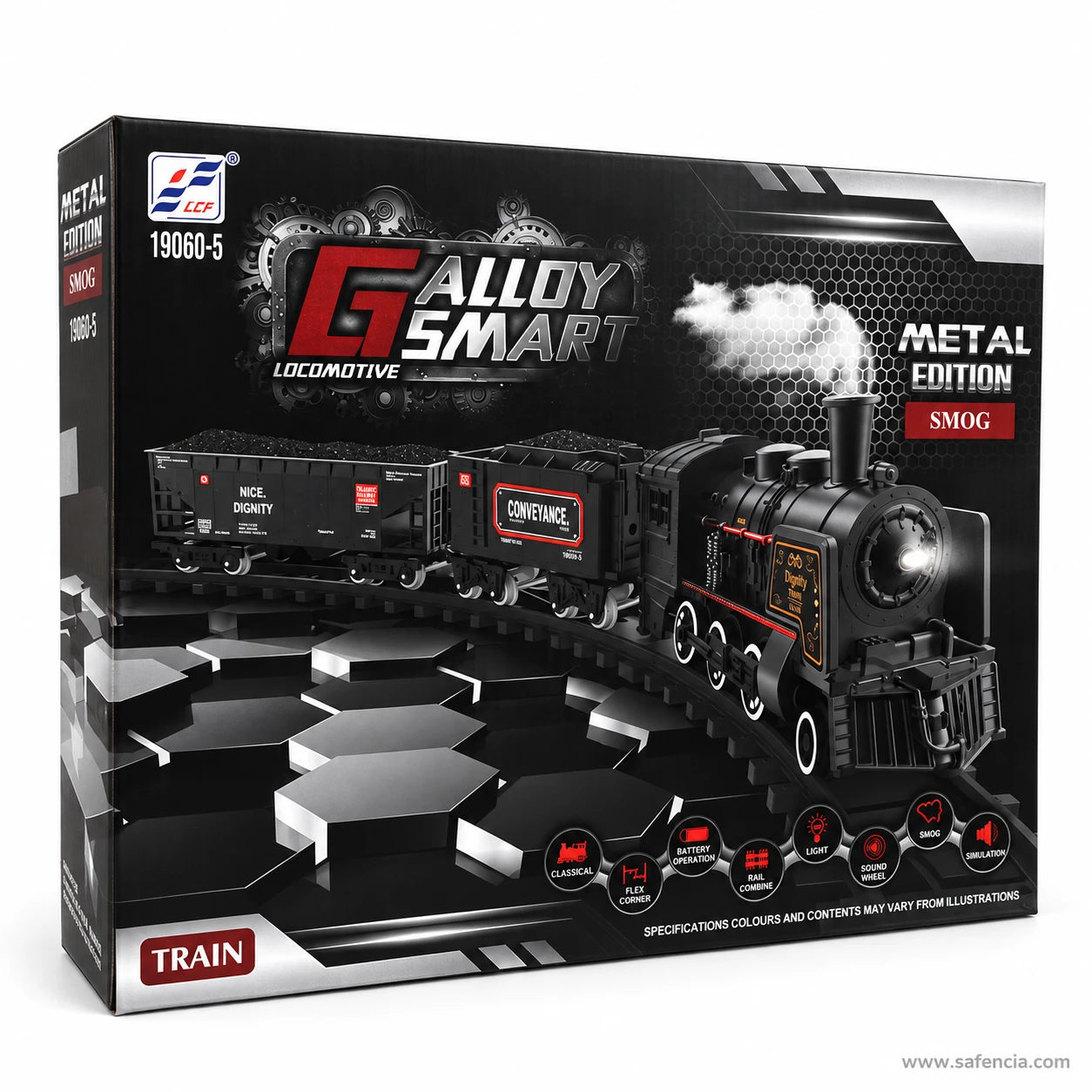 Front of the Alloy Smart Locomotive Metal Edition retail box printed with the steam train and the model number 19060-5