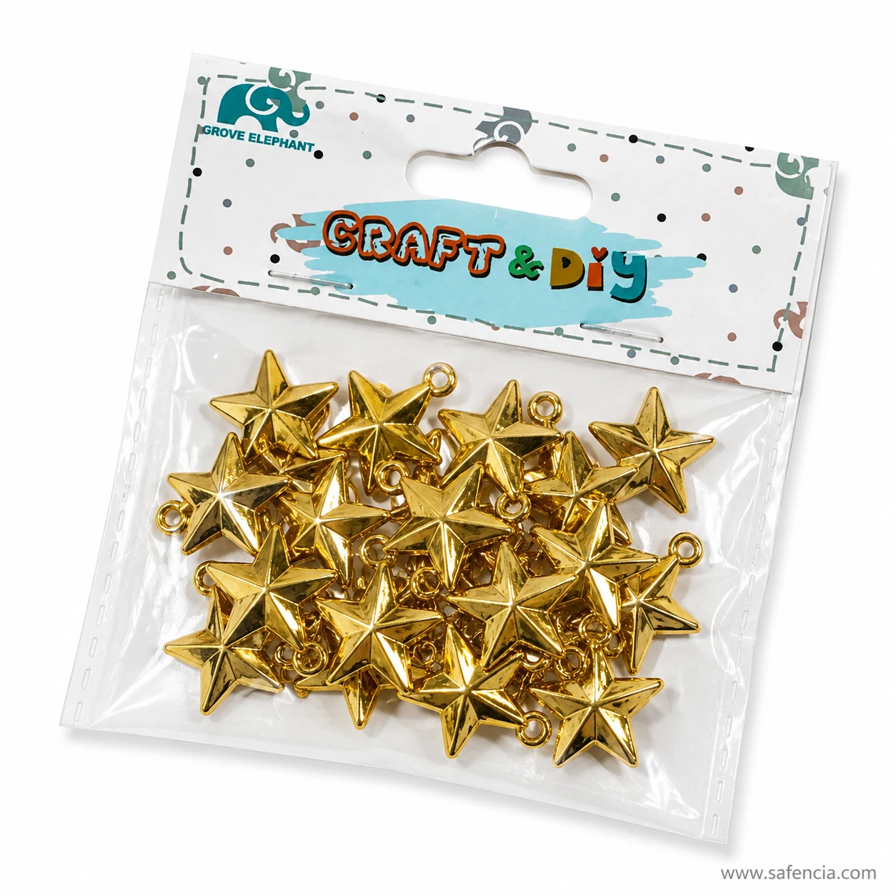 Faceted ridges and gold finish on large pointed star charms
