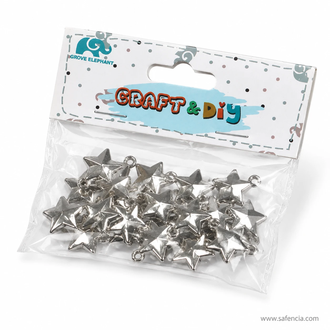 Smooth domed face detail on medium silver star craft charms