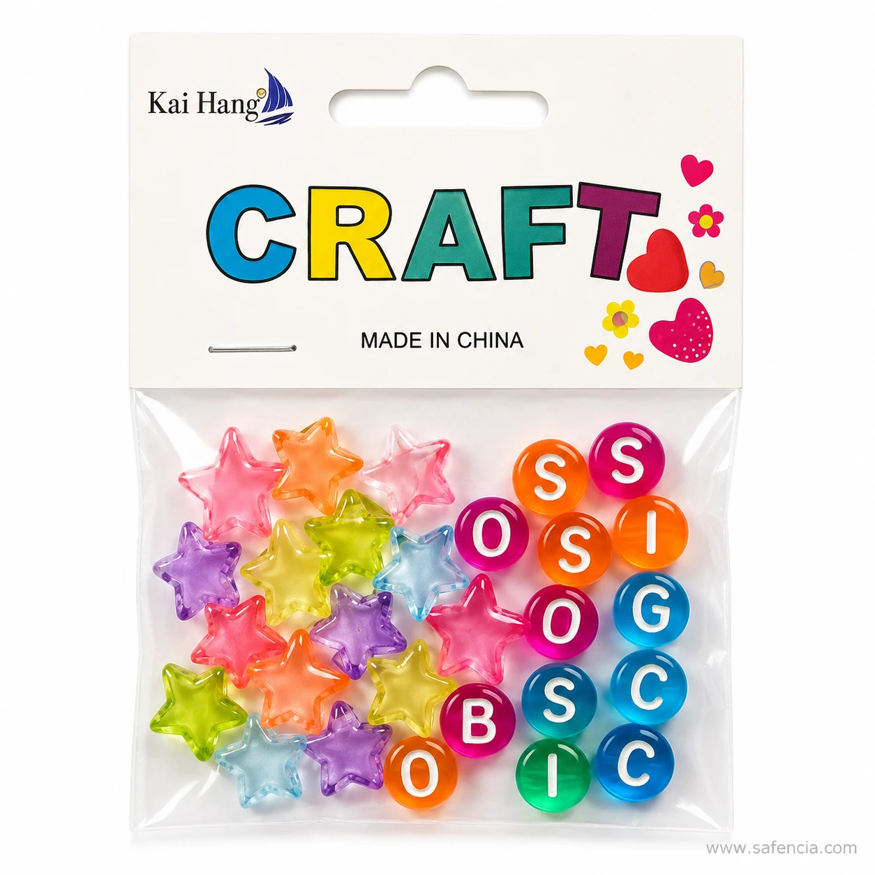 Translucent star craft beads in pink purple lime blue and orange