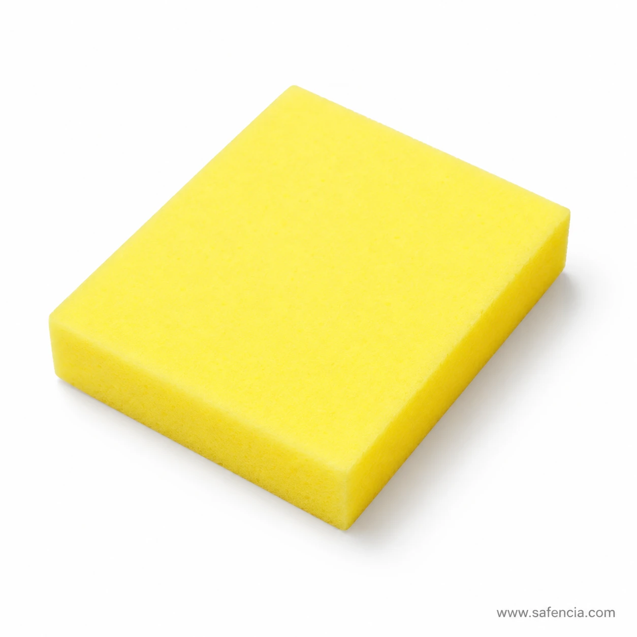 Side profile of the yellow foam choras sponge block showing its thickness
