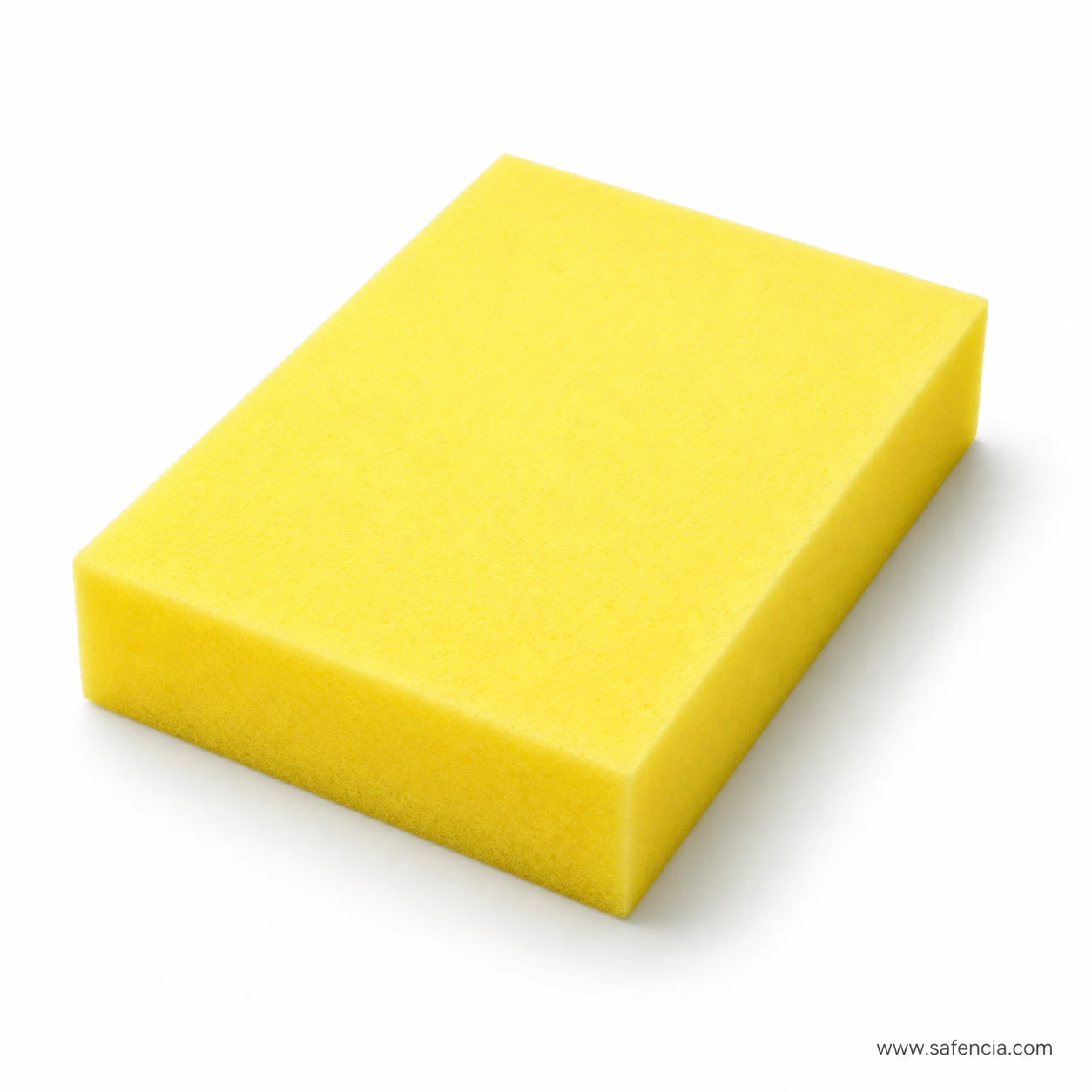 Foam choras sponge block showing its flat top face and open cut edge