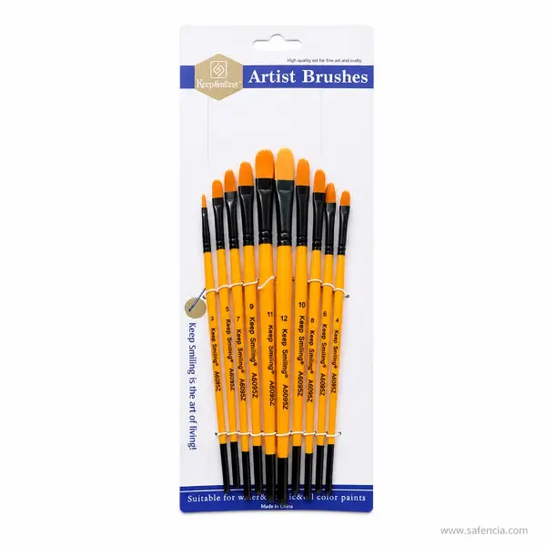 Keep Smiling Artist Filbert Brush Set 10 Pieces A6095Z