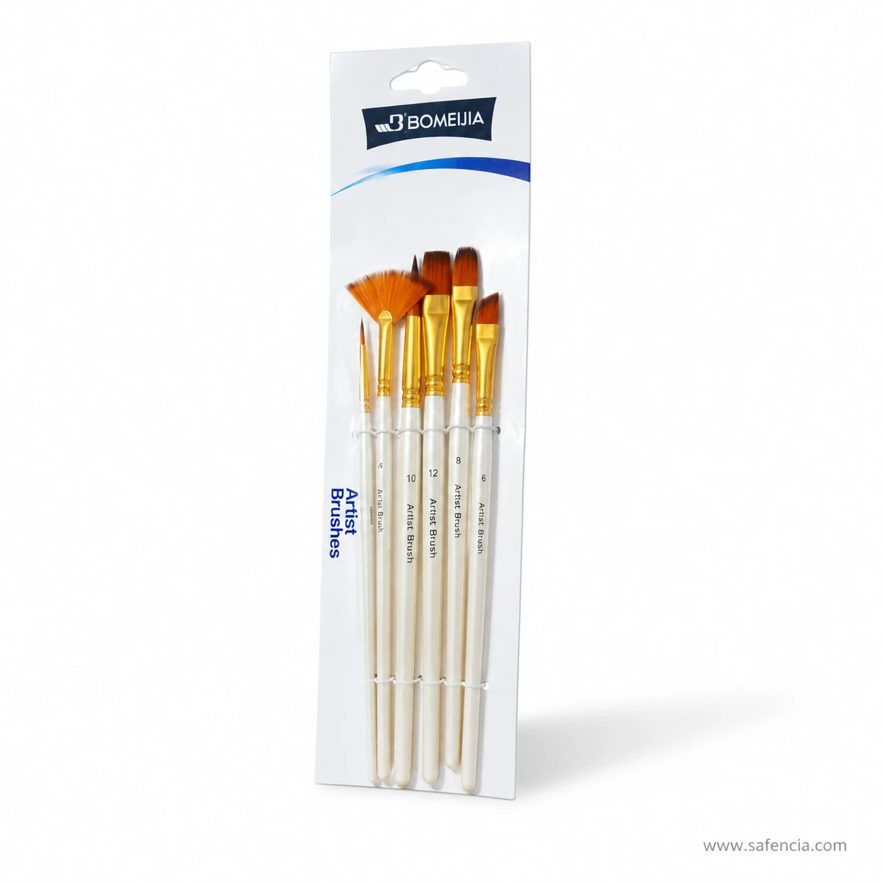 Bomeijia six piece brush set photographed standing at an angle