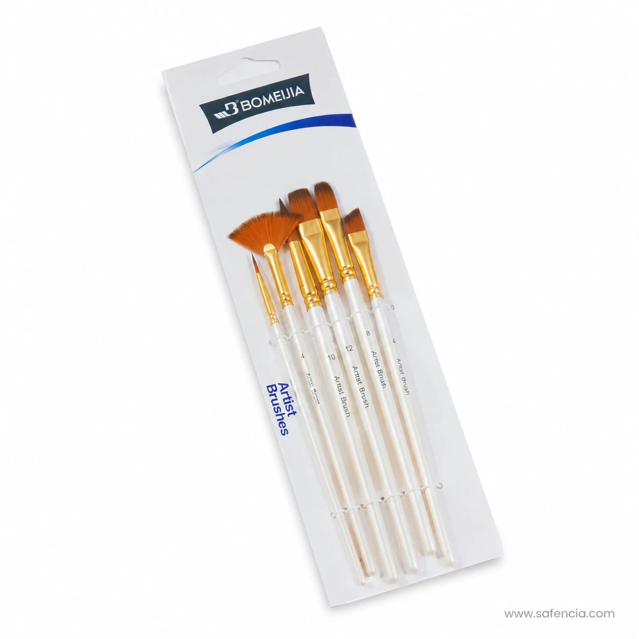 Bomeijia artist brush set card tilted to show its full length
