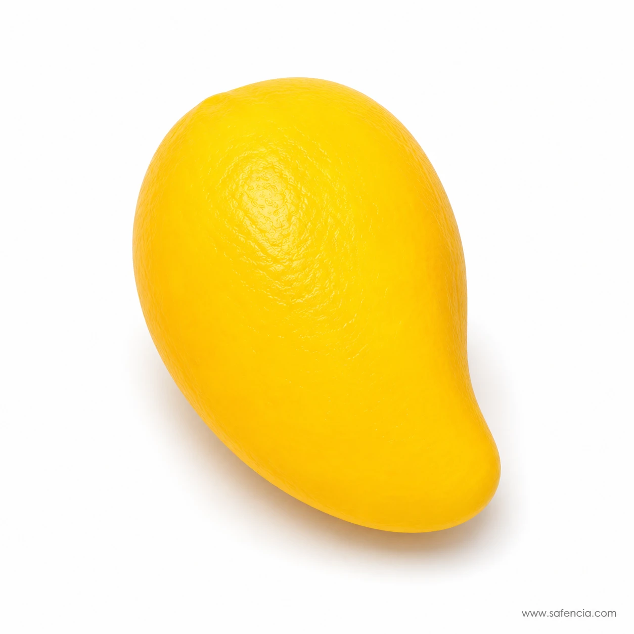 Smooth glossy yellow mango fruit squishy lying on a white background
