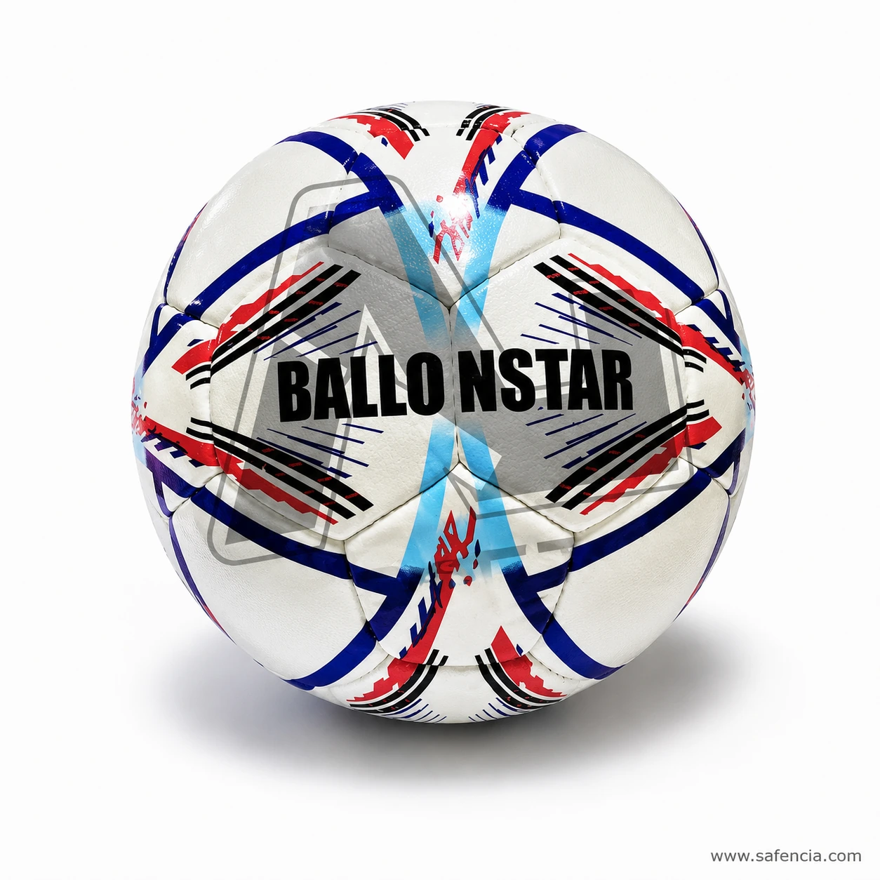 Ballon Star football at an angle showing its round shape and dynamic graphic design