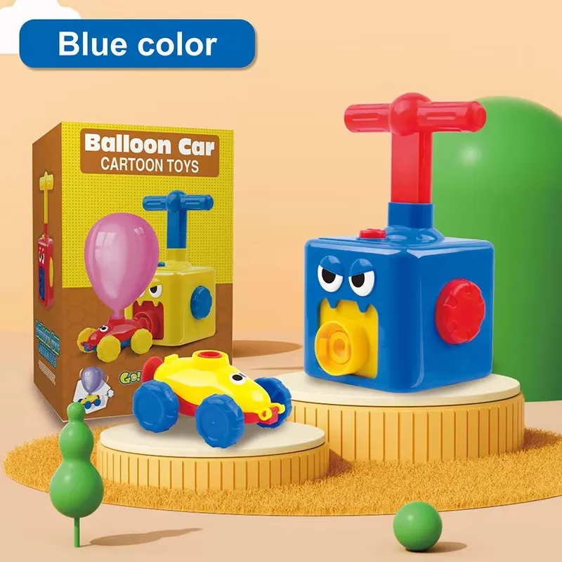 Blue balloon powered pumping car