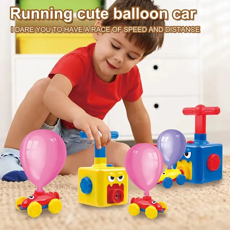 Kids racing balloon powered cars
