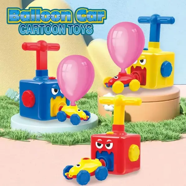Balloon Powered Pumping Car Toy Set for Toddlers – Air-Powered Launcher