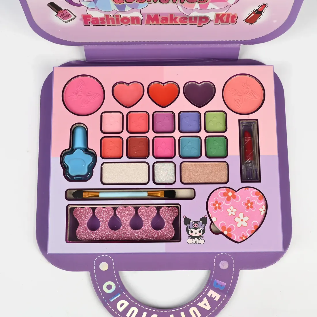 Beauty Studio Fashion Makeup Kit open view - eyeshadows, lip colours, blushes and lashes
