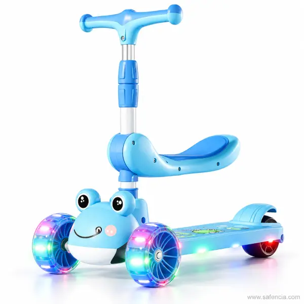 Blue Frog Kids Scooty with Rotating Seat, Light-Up Wheels and Music