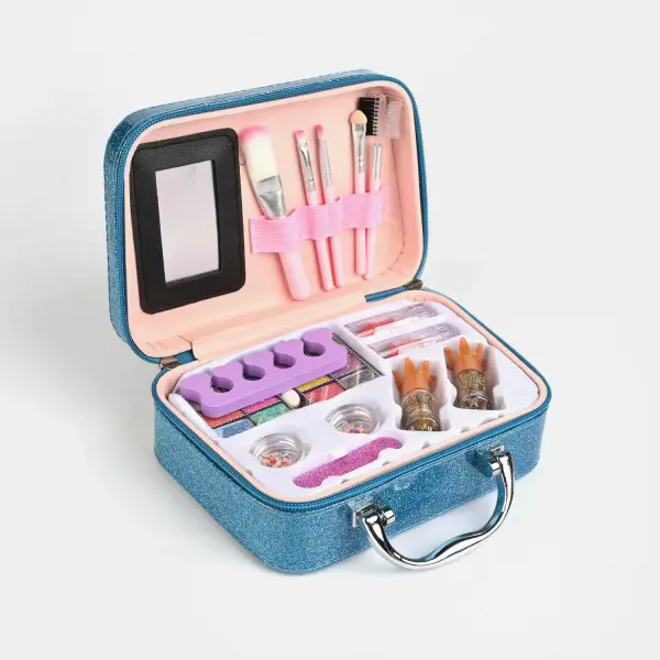 Blue Glitter Makeup Briefcase for Girls