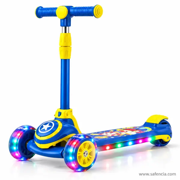 Blue Space Kids Scooty with Star Shield, 4-Level Handle, Lights and Music